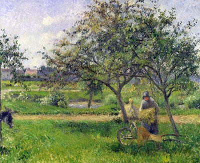 The Wheelbarrow, Orchard by Camille Jacob Pissarro